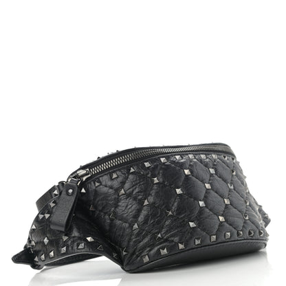 Valentino Garavani Craquele Nappa Rockstud Spike Belt Bag Black 3 of 9