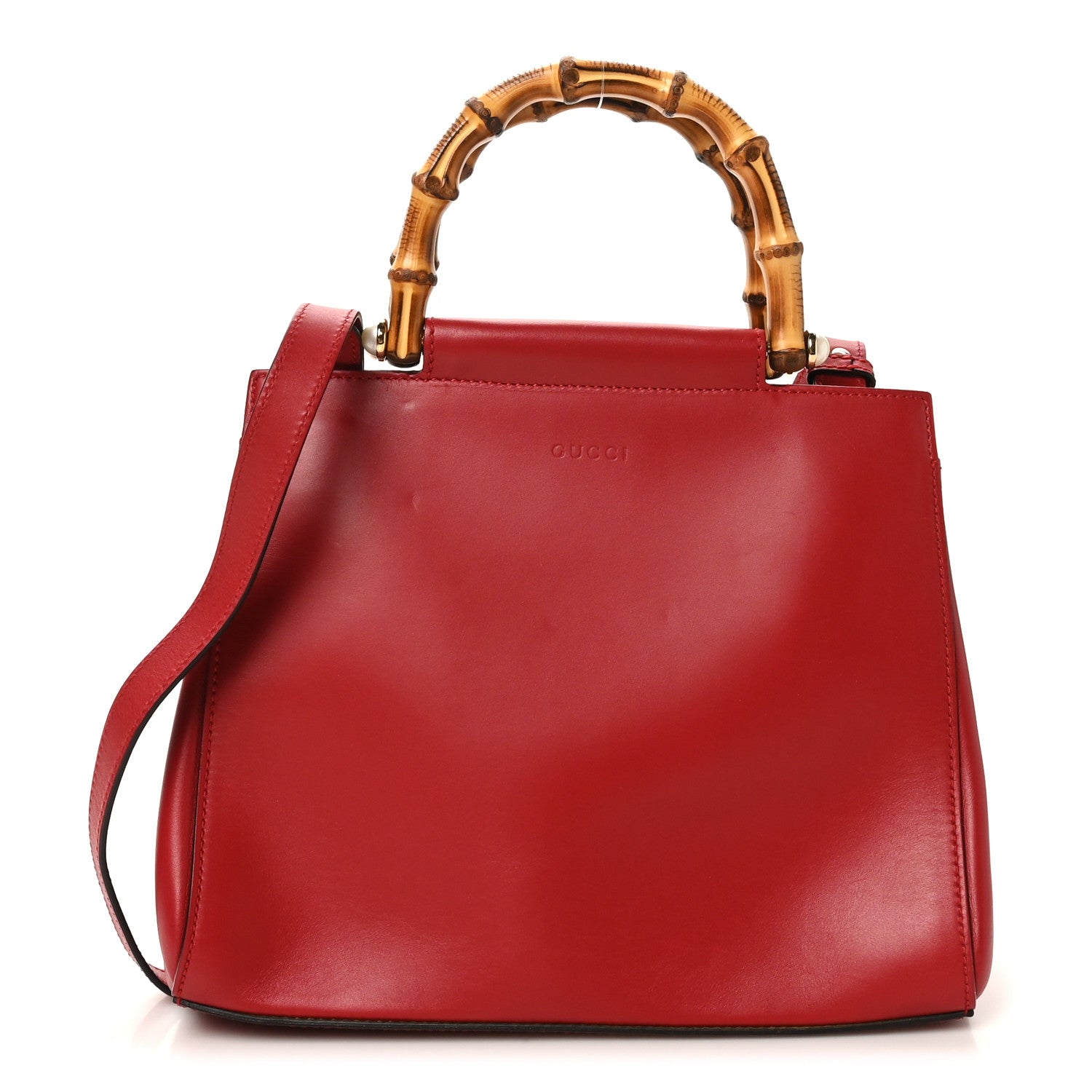 Gucci Nappa Bamboo Small Nymphaea Top Handle Bag Hibiscus Red 1 of 10