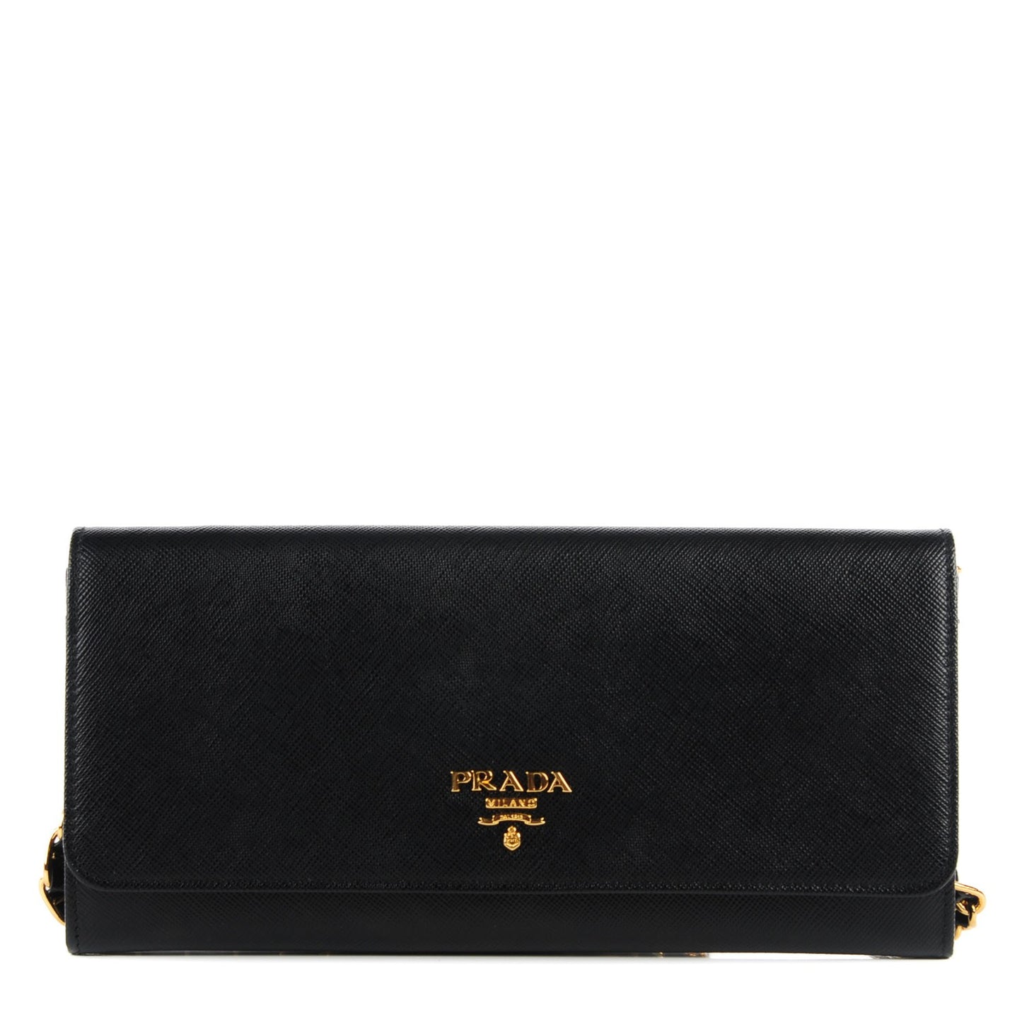 Saffiano Metal Oro Chain Wallet Nero Black