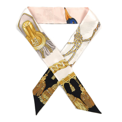Burberry Silk Duck Chain Print Ribbon Scarf Gold 1 of 4