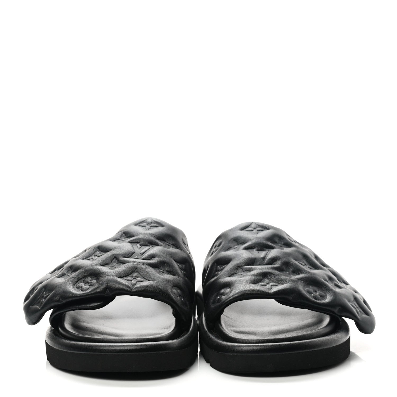 Louis Vuitton Lambskin Embossed Monogram Pool Pillow Flat Comfort Mule 39 Black 2 of 8