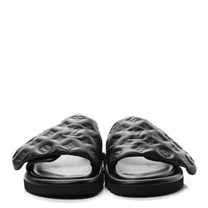 Louis Vuitton Lambskin Embossed Monogram Pool Pillow Flat Comfort Mule 39 Black 2 of 8