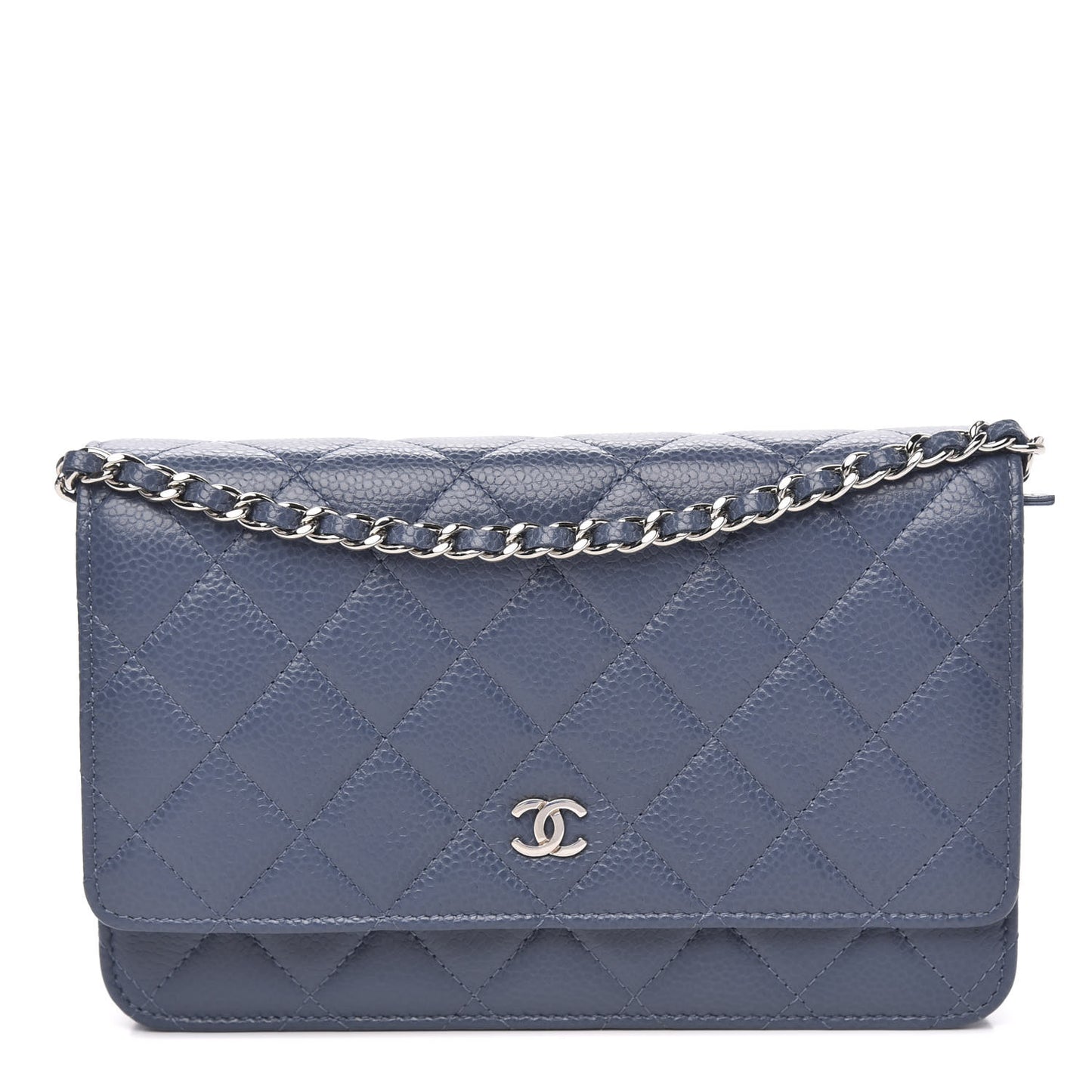 Caviar Quilted Wallet On Chain WOC Blue