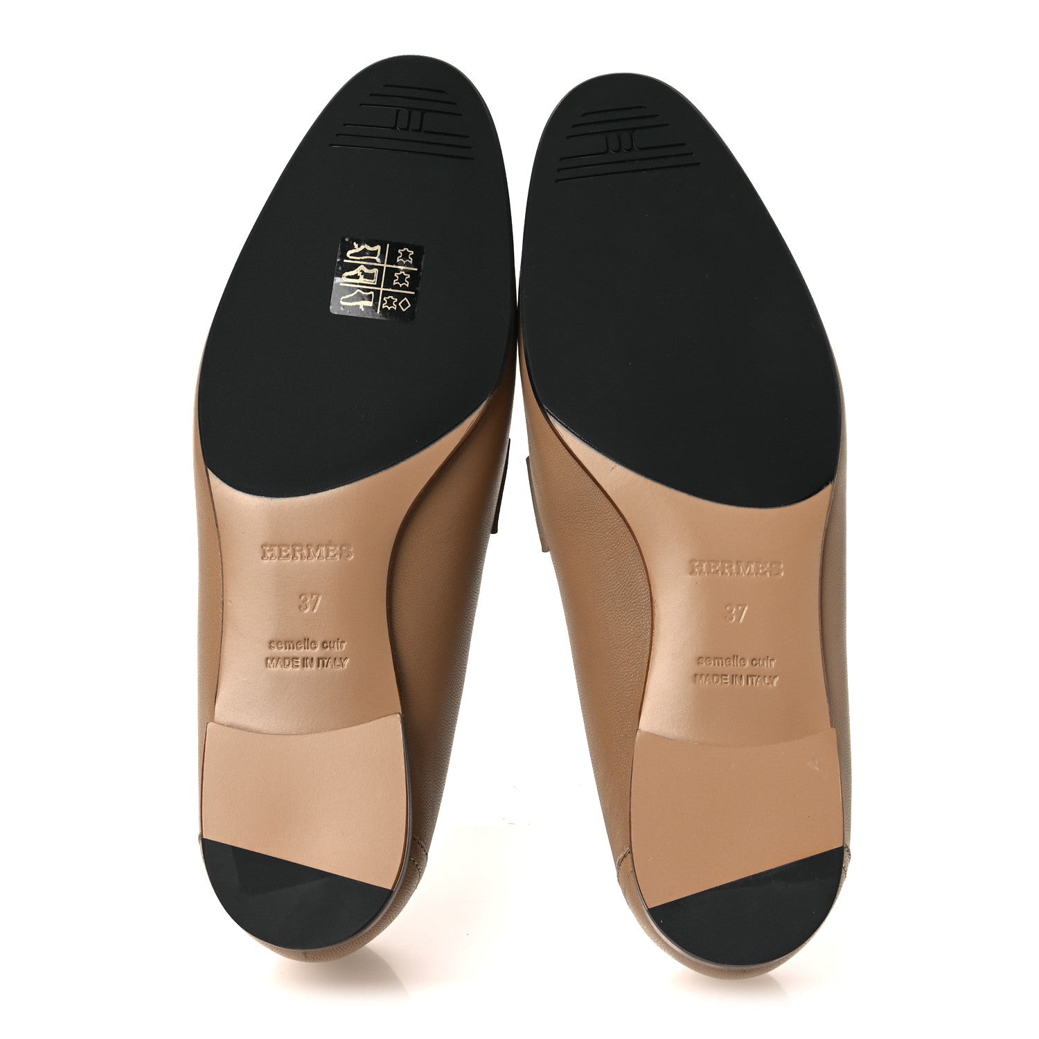 Hermes Goatskin Womens Royal Loafers 37 Beige Argile White 7 of 12