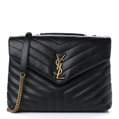 Saint Laurent Calfskin Y Quilted Monogram Medium Loulou Chain Satchel Black 1 of 10