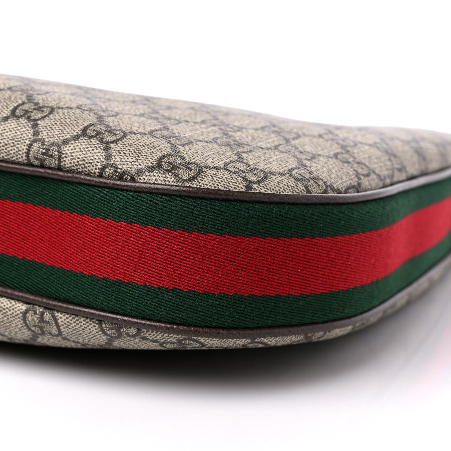 Gucci GG Supreme Monogram Textured Calfskin Web Large Attache Shoulder Bag Beige Ebony New Acero 9 of 12