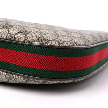Gucci GG Supreme Monogram Textured Calfskin Web Large Attache Shoulder Bag Beige Ebony New Acero 9 of 12