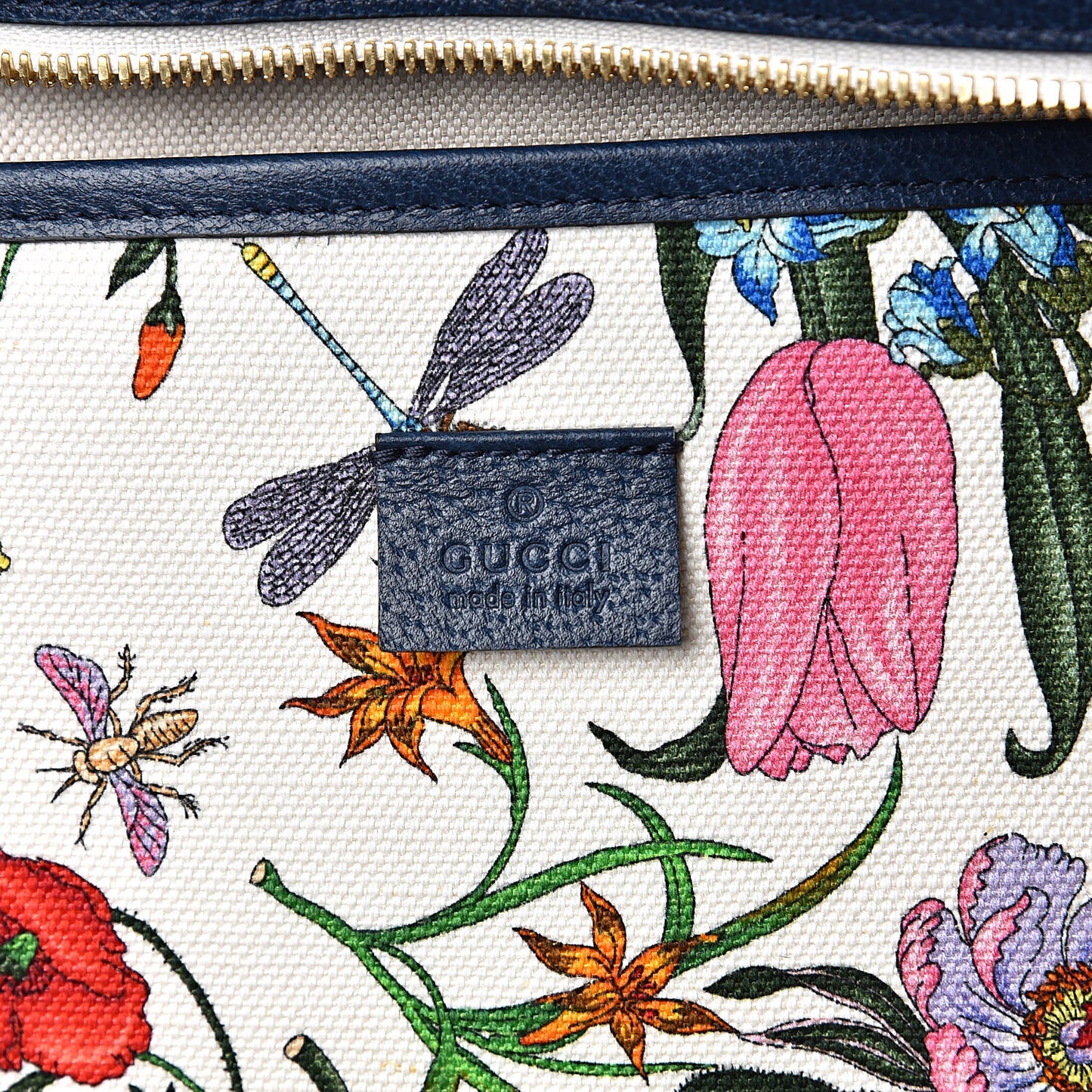 Canvas Large Flora Tote Navy Multicolor