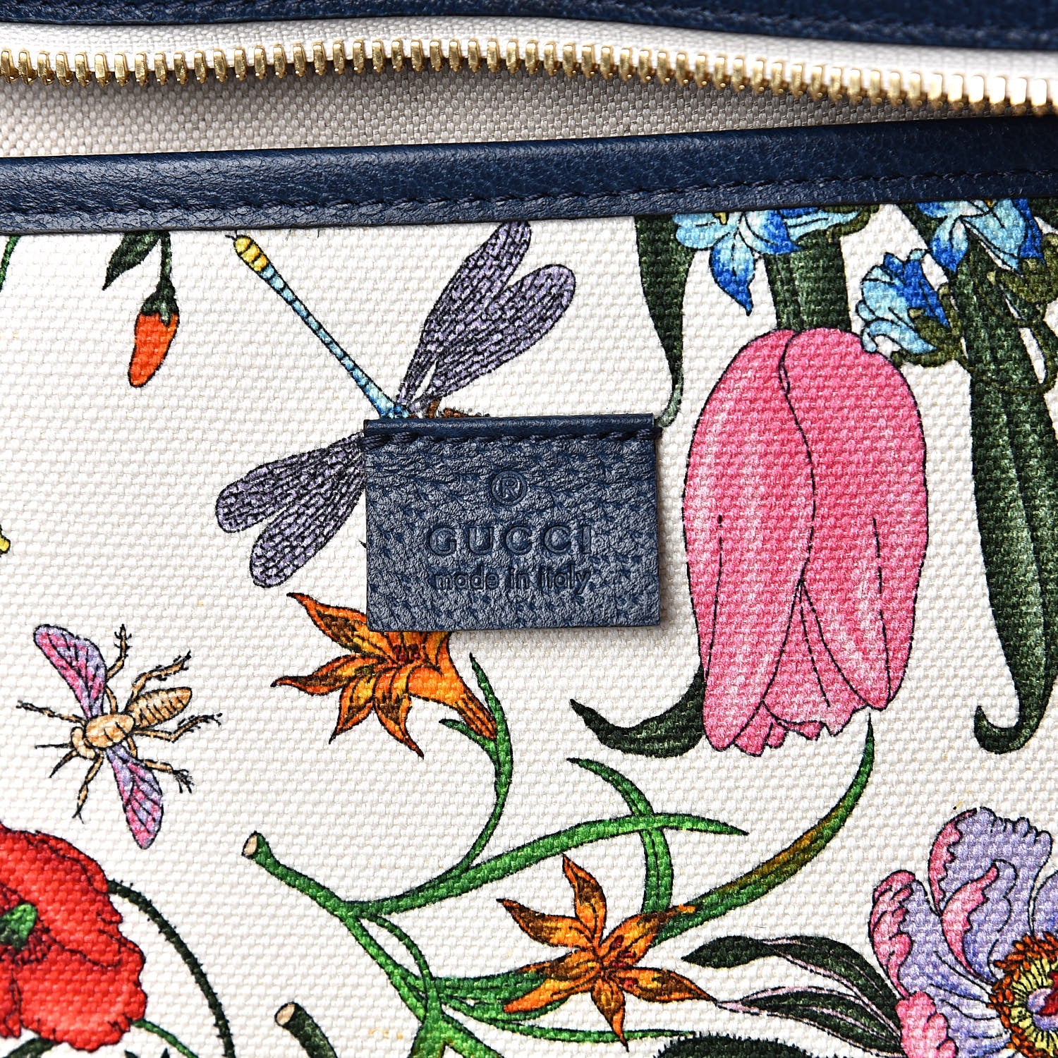Gucci Canvas Large Flora Tote Navy Multicolor 6 of 11