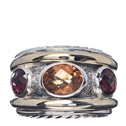 David Yurman Sterling Silver 18K Yellow Gold Citrine Rhodolite 15mm Renaissance Ring 52 6 1 of 4