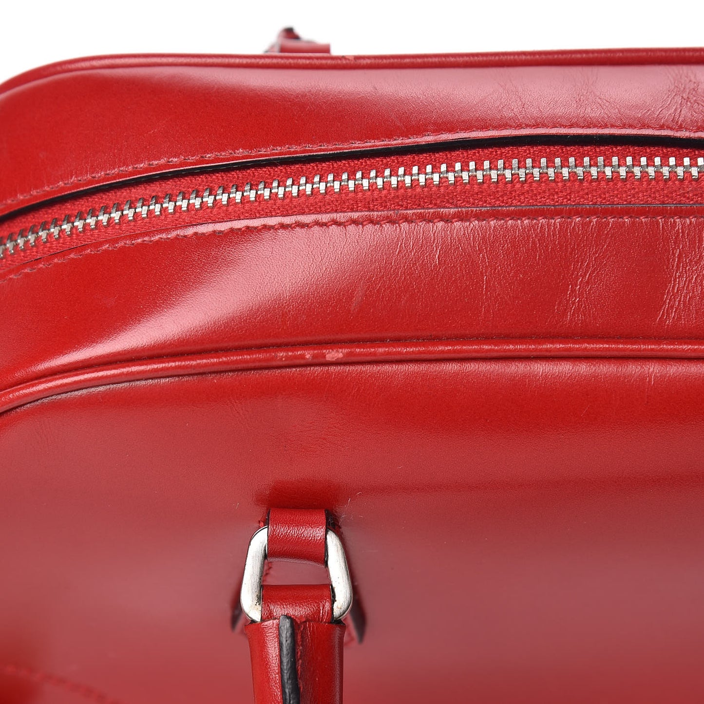 Vitello Lux Mini Bowling Bag Rosso