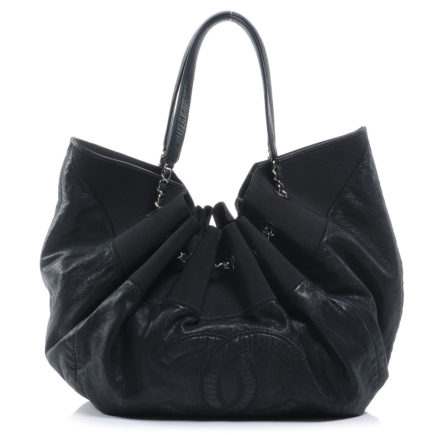 Calfskin Stretch Spirit Large Cabas Tote Black