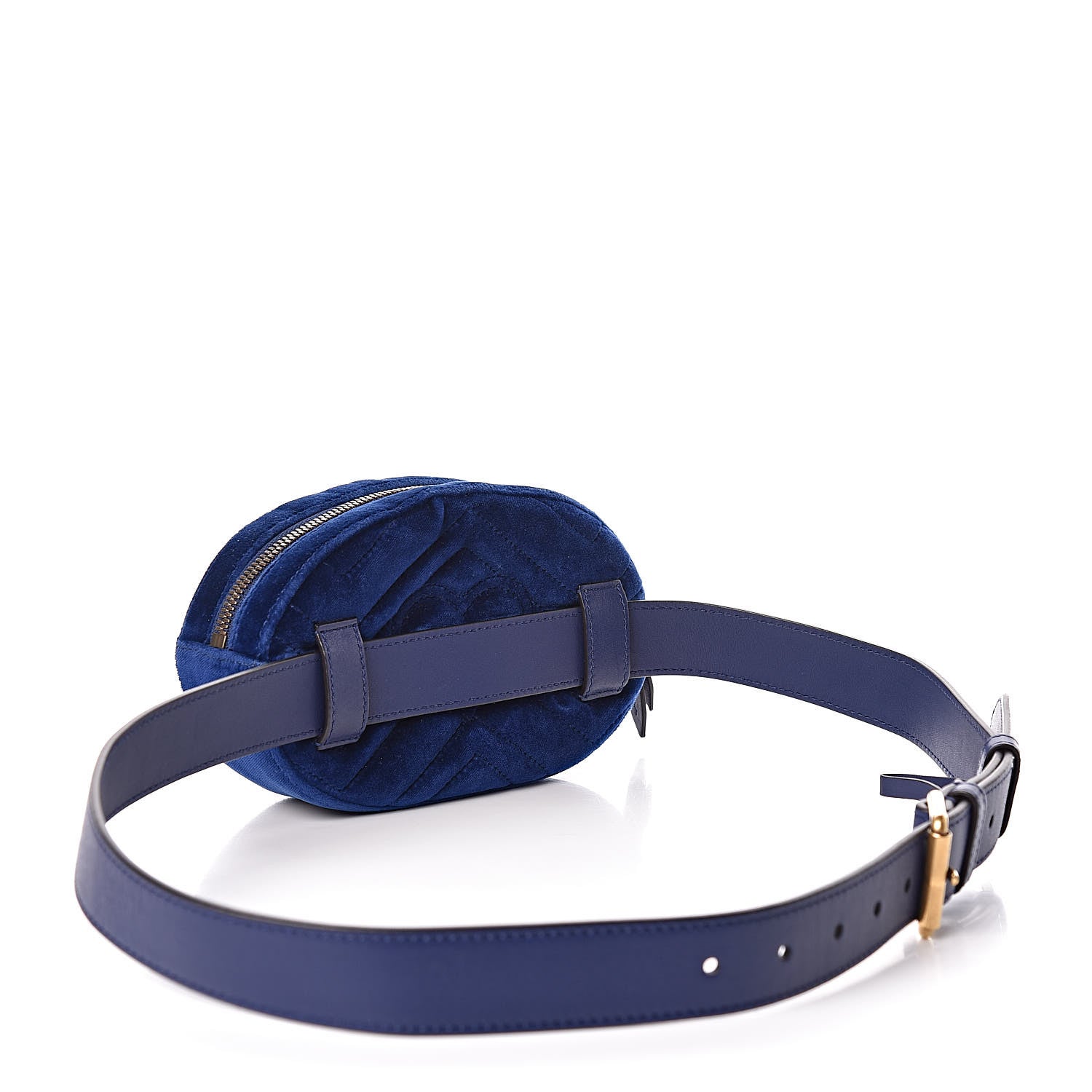 Gucci Velvet Matelasse GG Marmont Belt Bag 95 38 Cobalt Blue 3 of 10