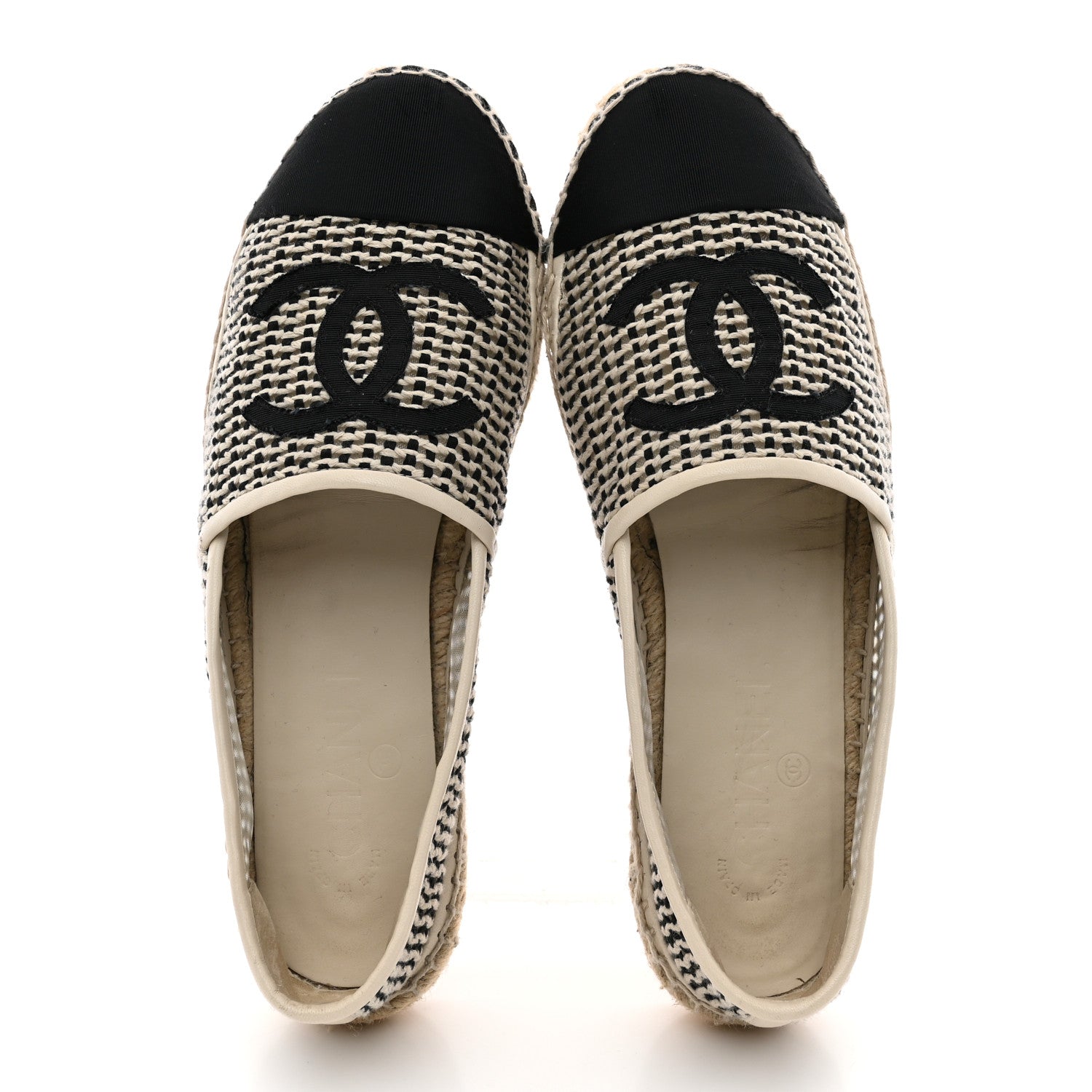 Chanel Mesh Grosgrain CC Espadrilles 40 Beige Black 2 of 8