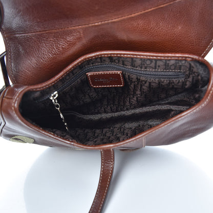 Christian Dior Calfskin Embroidered Romantic Flowers Saddle Bag Brown 5 of 9