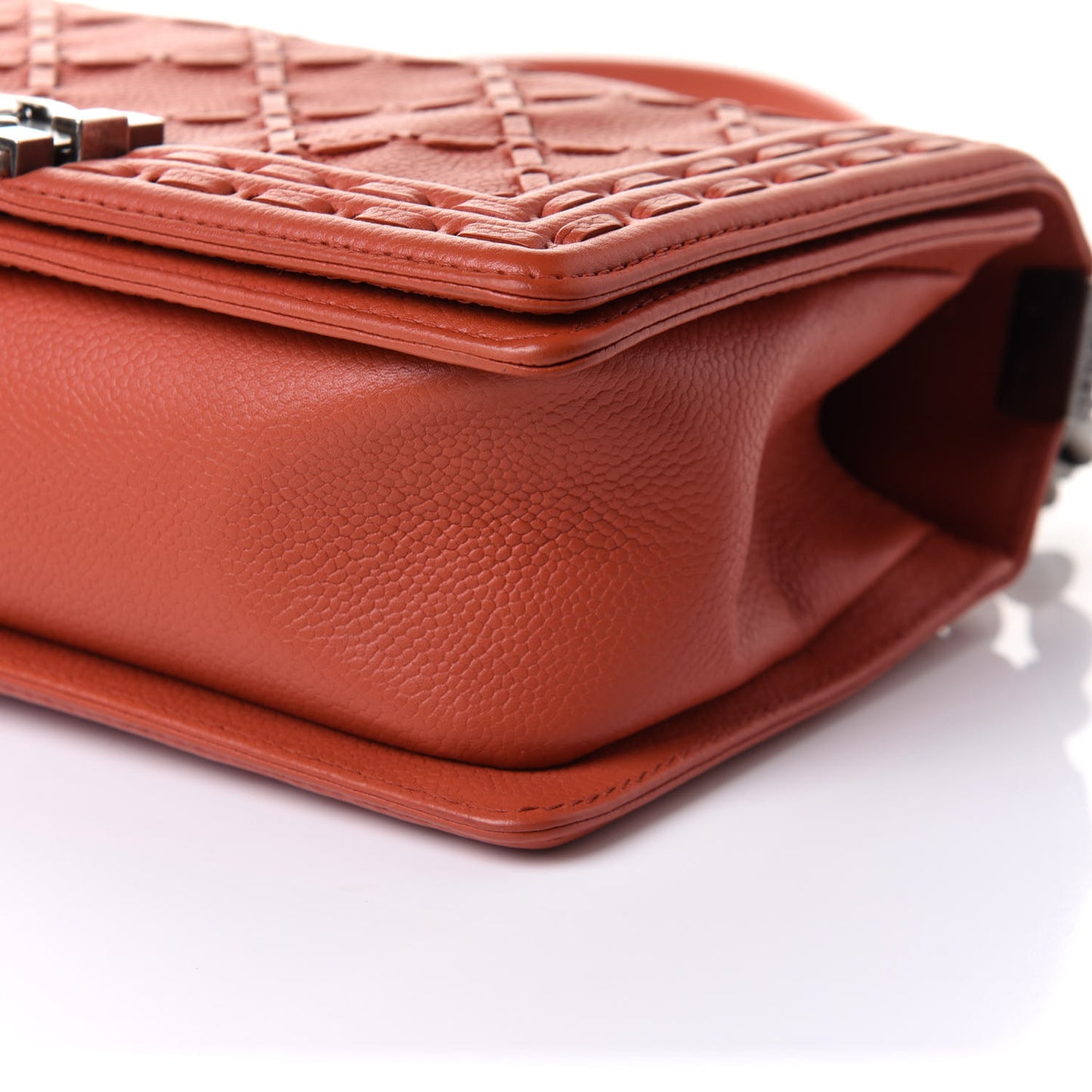 Caviar Stitched Medium Boy Flap Dark Orange