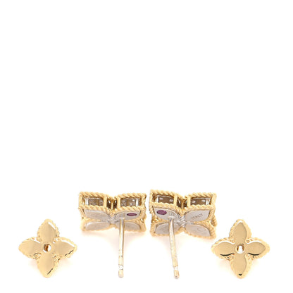 Roberto Coin 18K Yellow Gold Diamond Medium Princess Flower Stud Earrings 4 of 7