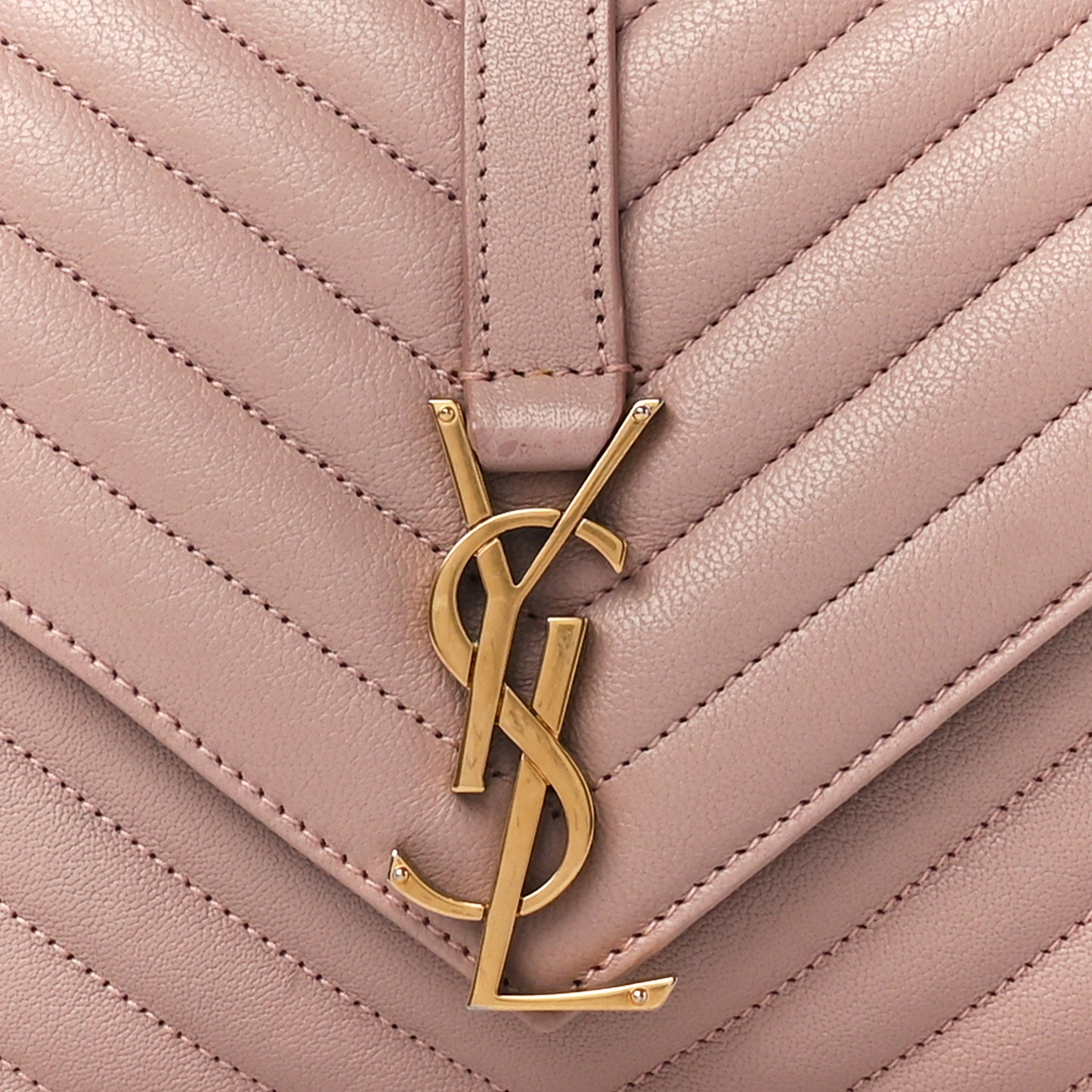 Sheepskin Matelasse Chevron Monogram Medium College Bag Rose Poudre