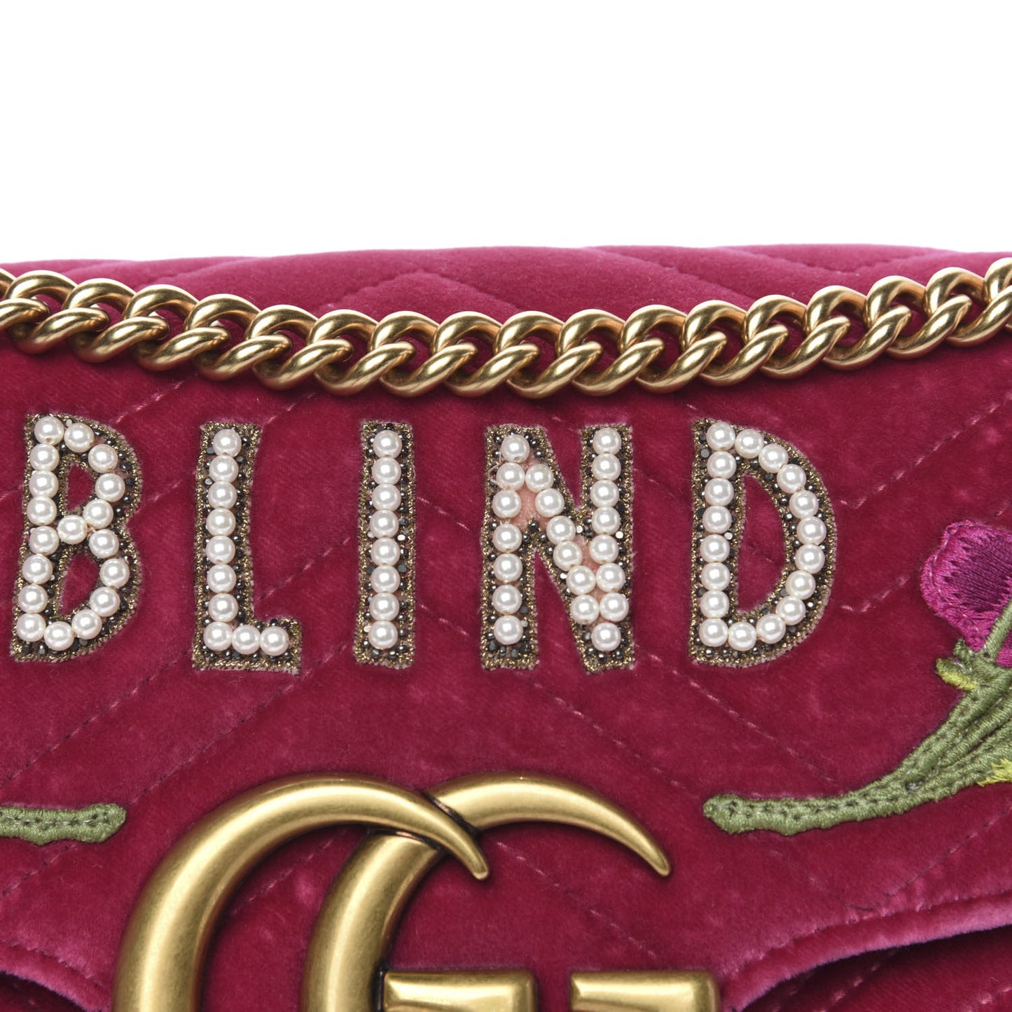 Velvet Matelasse Blind for Love Embroidered Medium GG Marmont Shoulder Bag Light Raspberry Rose Multicolor