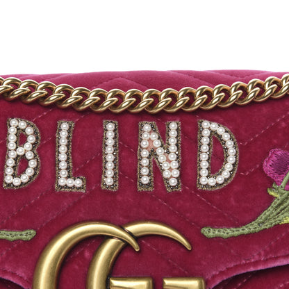 Gucci Velvet Matelasse Blind for Love Embroidered Medium GG Marmont Shoulder Bag Light Raspberry Rose Multicolor 8 of 12