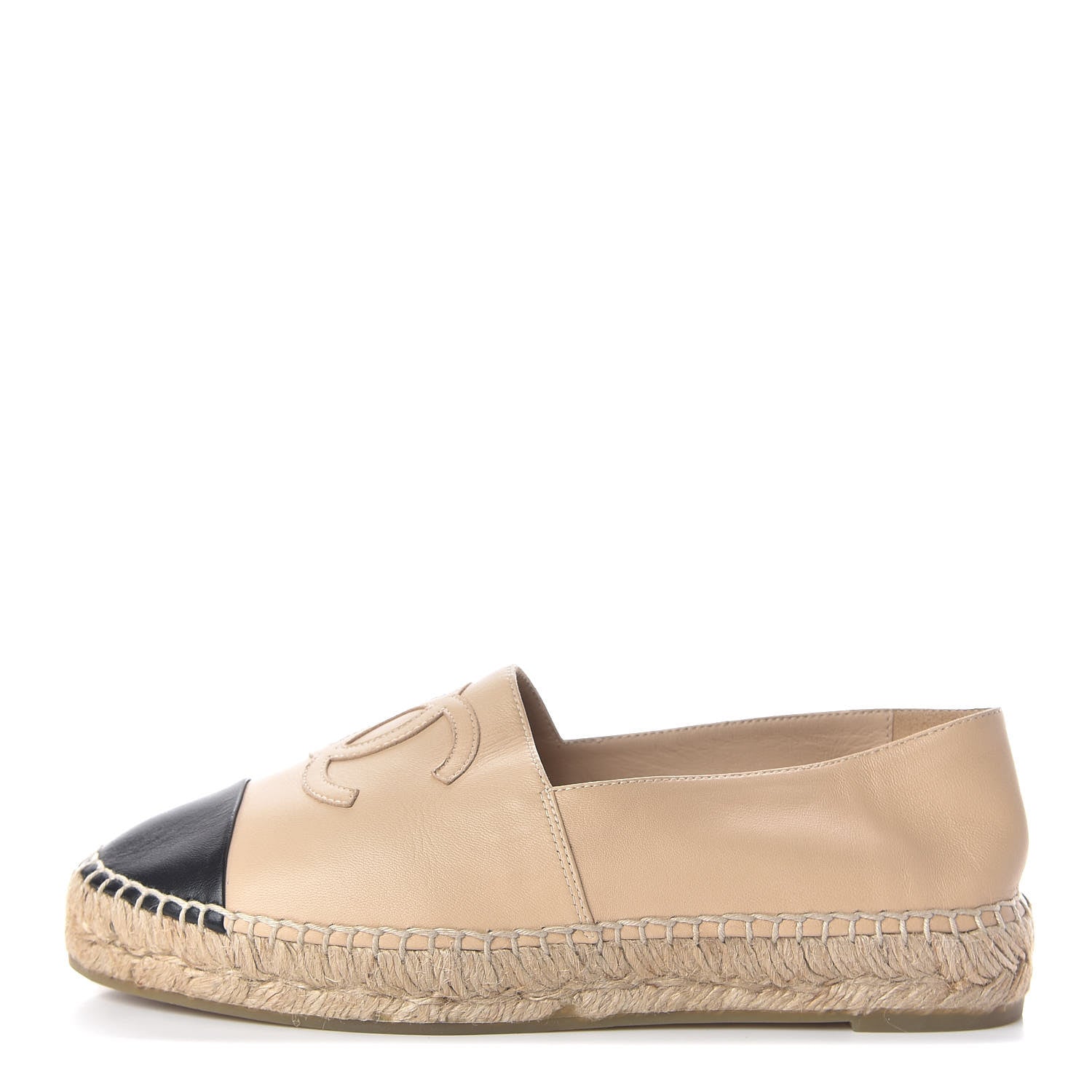 Chanel Lambskin CC Espadrilles 37 Beige Black 1 of 11