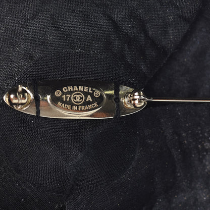 Chanel Metallic Tweed Camellia Brooch Gold Black 4 of 5