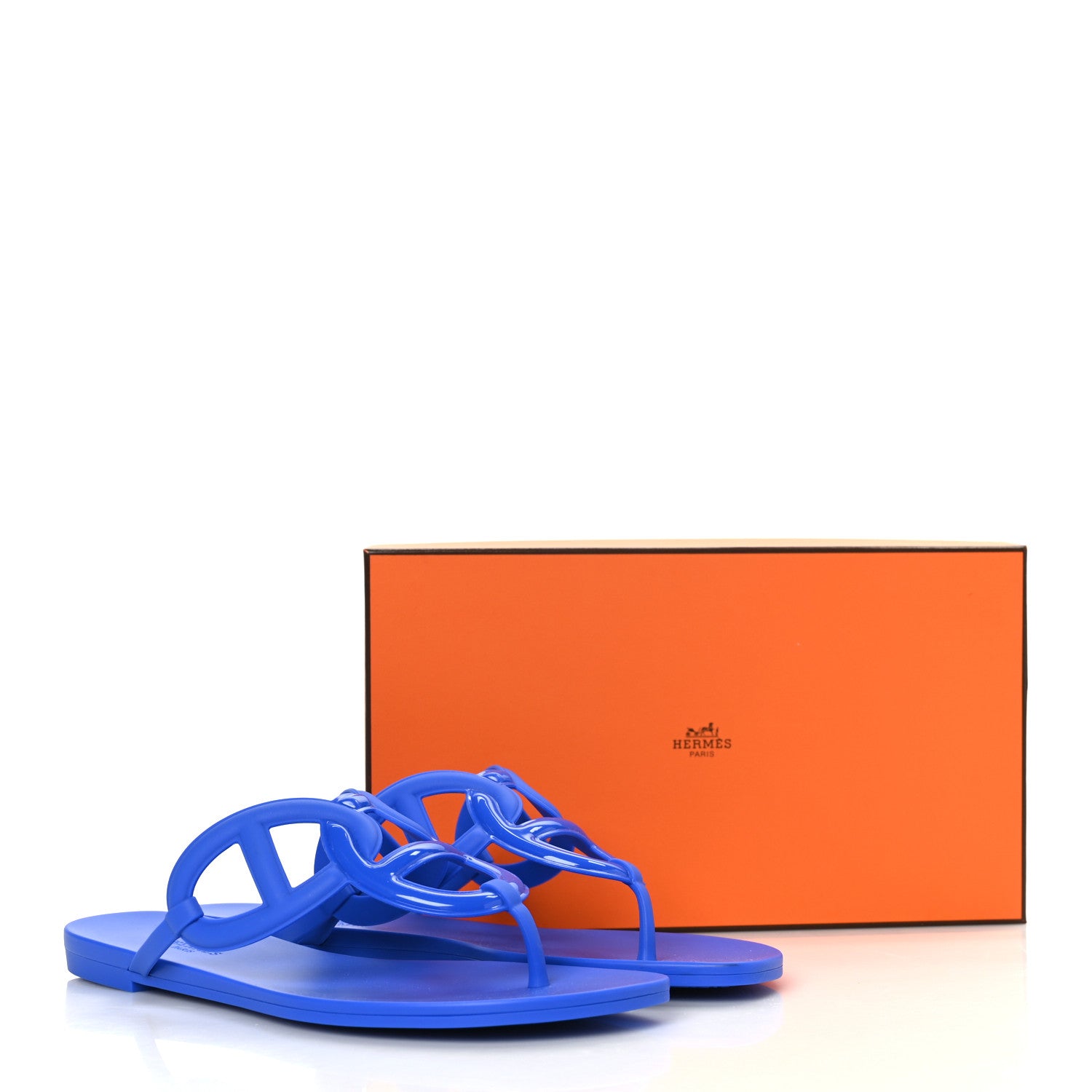 Hermes Rubber Womens Egerie Sandals 41 Bleu Outremer 8 of 8