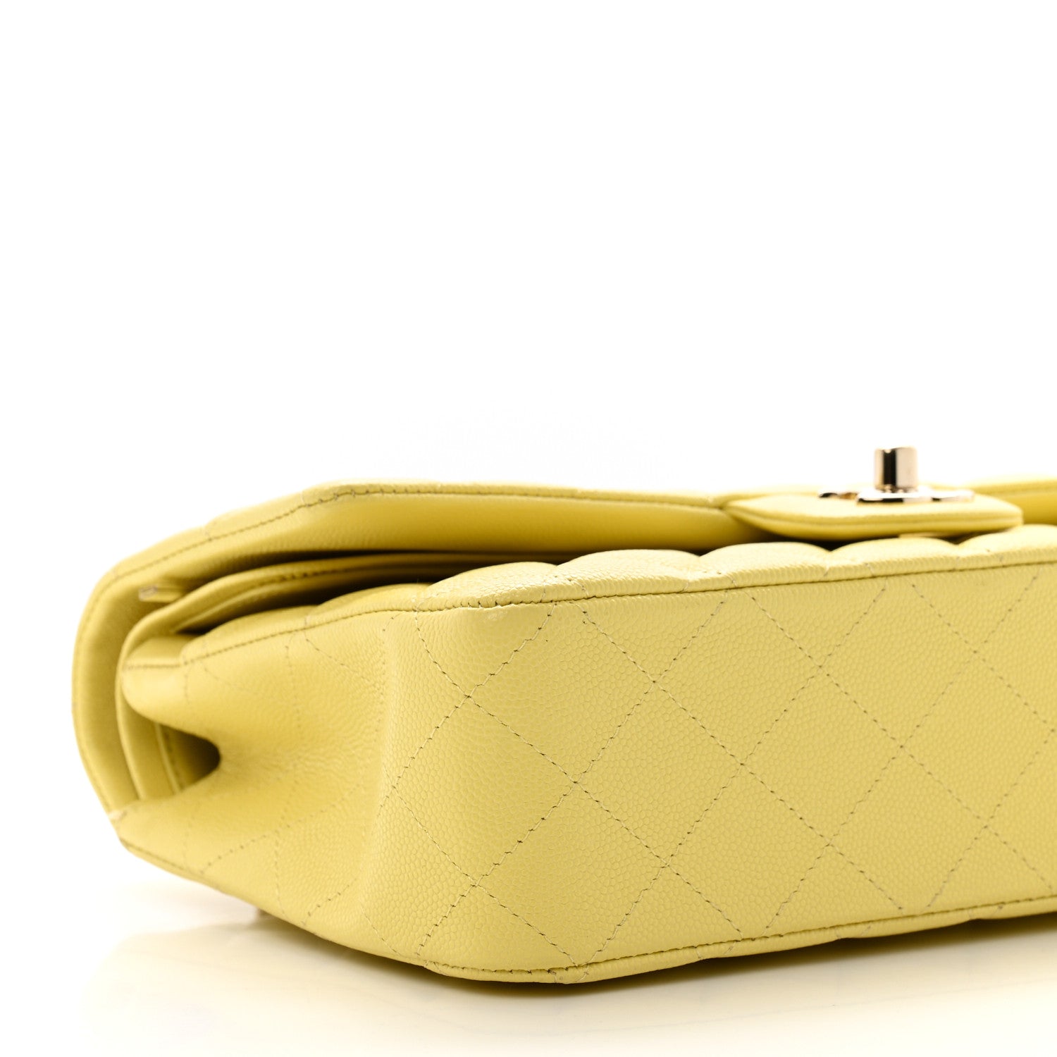 Chanel Caviar Quilted Medium Double Flap Yellow 9 of 10