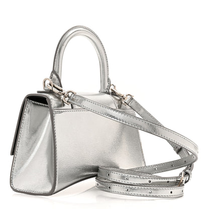 Balenciaga Metallic Textured Calfskin Hourglass Top Handle Bag XS Silver 3 of 9