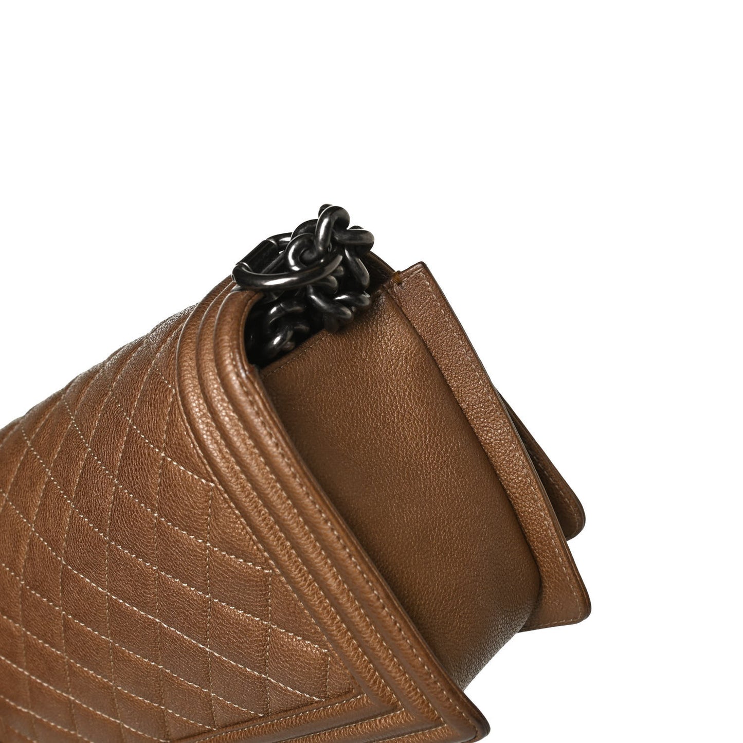 Metallic Calfskin Quilted Medium Boy Flap Dark Gold