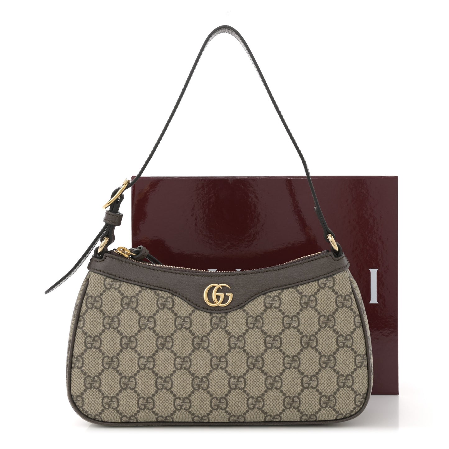 GG Supreme Monogram Textured Dollar Calfskin Small Ophidia Hobo Beige Ebony New Acero