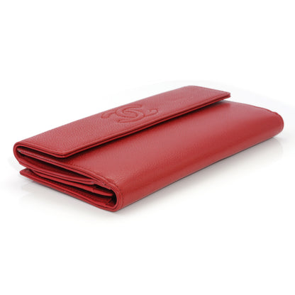 Chanel Caviar CC Long Flap Wallet Red 3 of 8