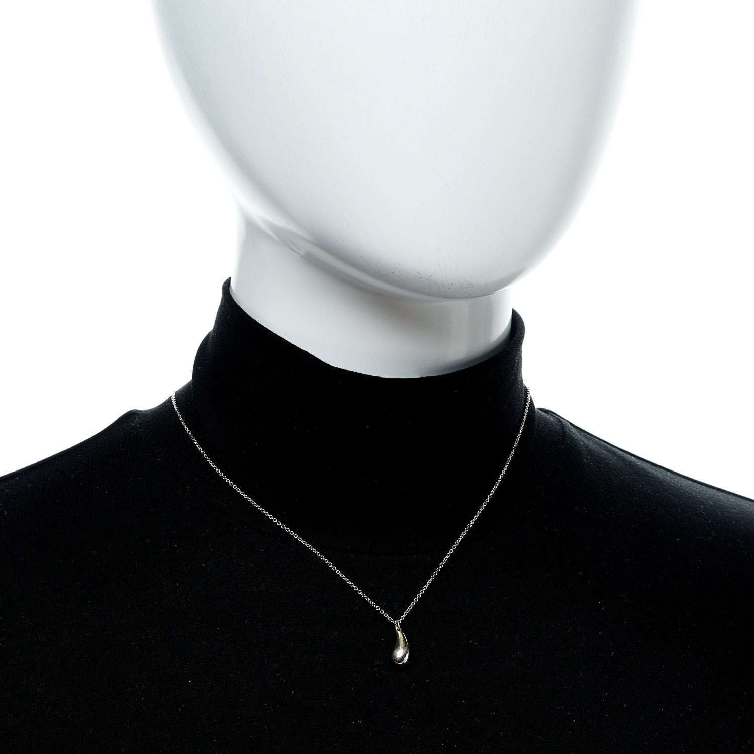 Tiffany Sterling Silver 12mm Elsa Peretti Teardrop Pendant Necklace 2 of 6
