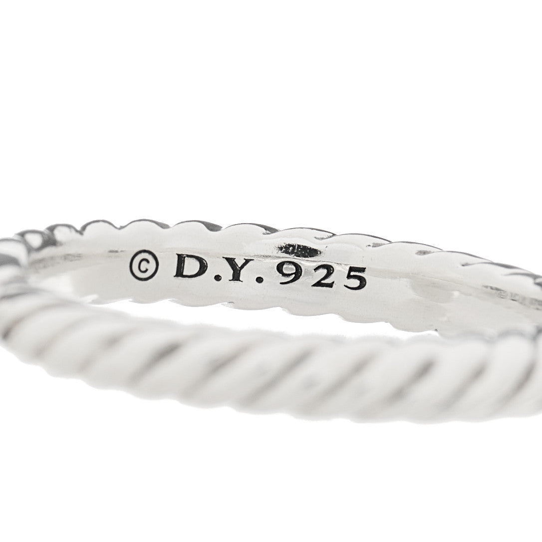 David Yurman Sterling Silver Diamond 6mm Petite Cushion Stack Ring 52 6 4 of 4