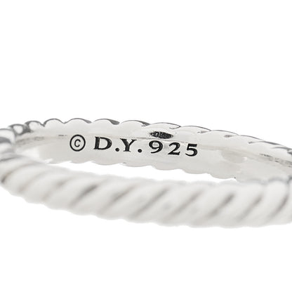 David Yurman Sterling Silver Diamond 6mm Petite Cushion Stack Ring 52 6 4 of 4