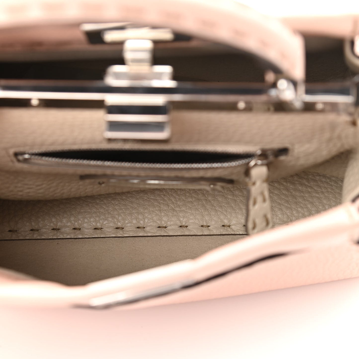 Cuoio Romano Selleria Bi-Color Mini Peekaboo Iconic Satchel Cipria Latte