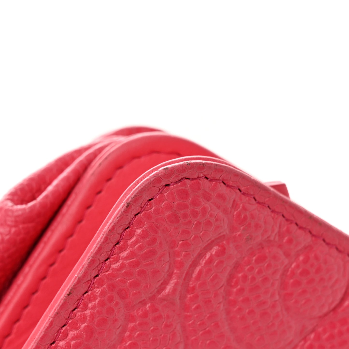 Caviar Camellia Embossed Wallet On Chain WOC Pink