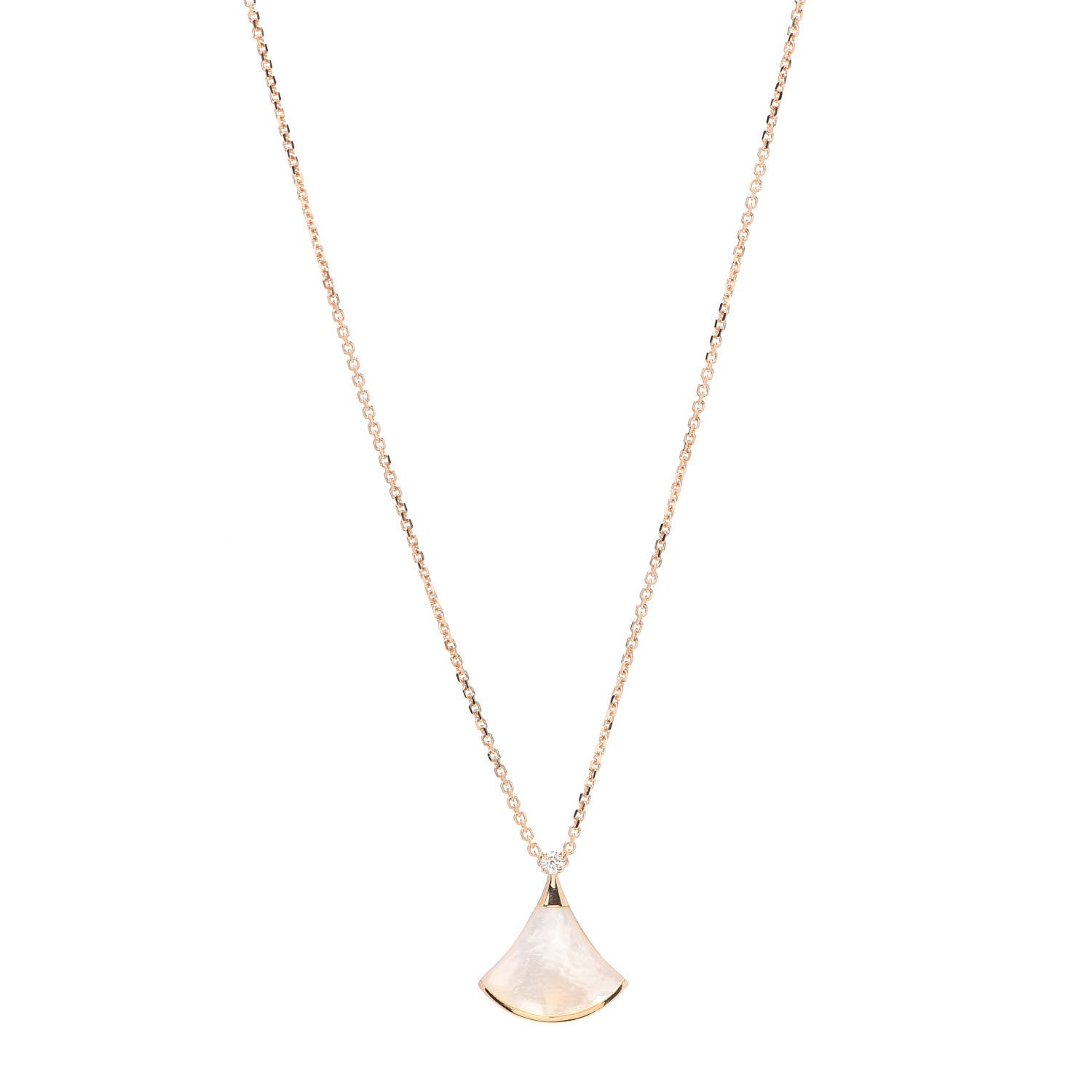 Bulgari 18K Rose Gold Diamond Mother of Pearl Small Divas' Dream Pendant Necklace 1 of 6