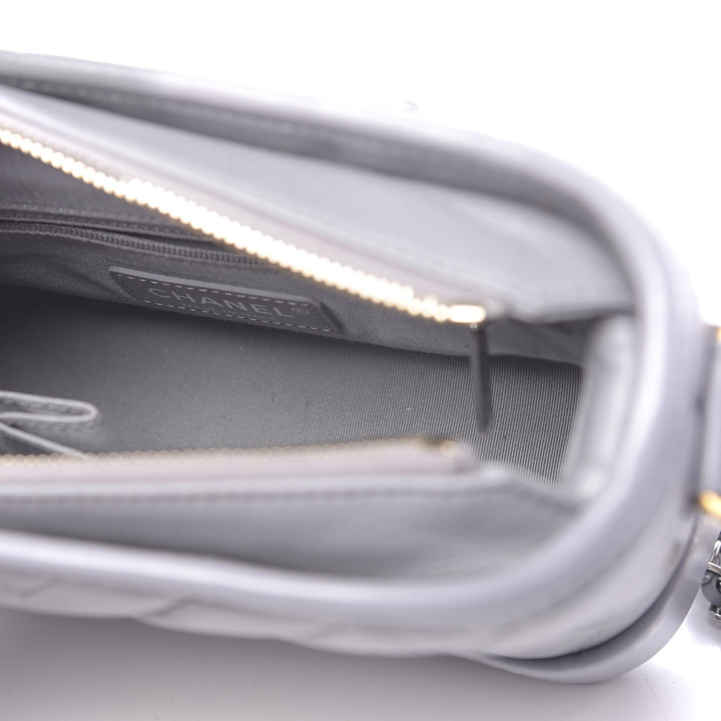 Aged Calfskin Chevron Quilted Small Gabrielle Hobo Grey