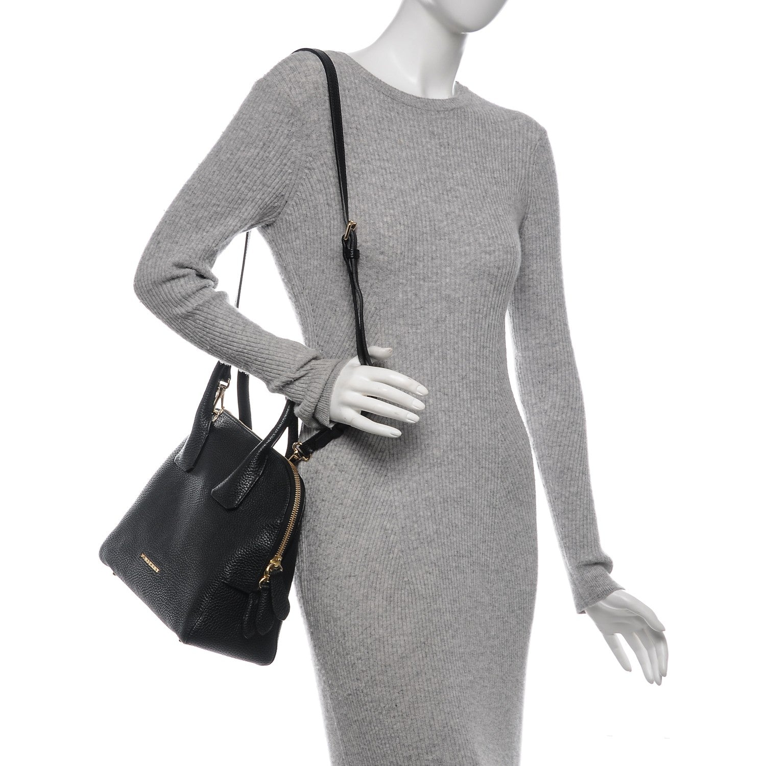 Burberry London Grainy Calfskin Small Greenwood Bowling Bag Black 2 of 8