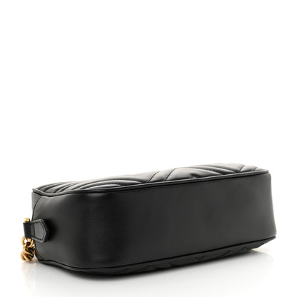 Gucci Calfskin Matelasse Small GG Marmont Chain Shoulder Bag Black 4 of 12