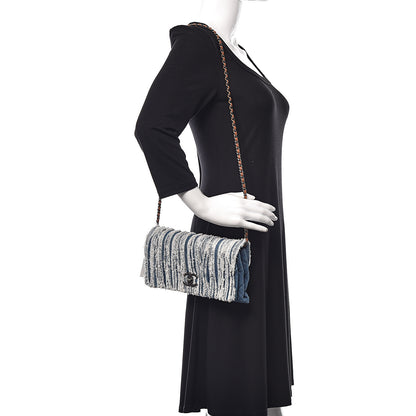 Chanel Denim Fringe Medium Single Flap Bag Blue 2 of 13