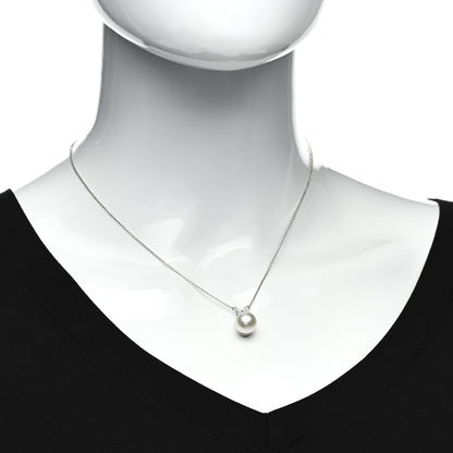 Tiffany Platinum Pearl Diamond 10-11mm Victoria Pendant Necklace 2 of 5