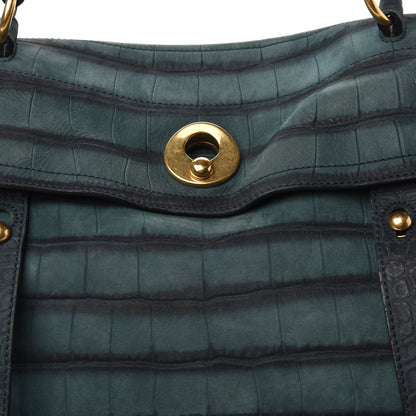 Saint Laurent Crocodile Embossed Nubuck Calfskin Medium Muse Two Green 10 of 10