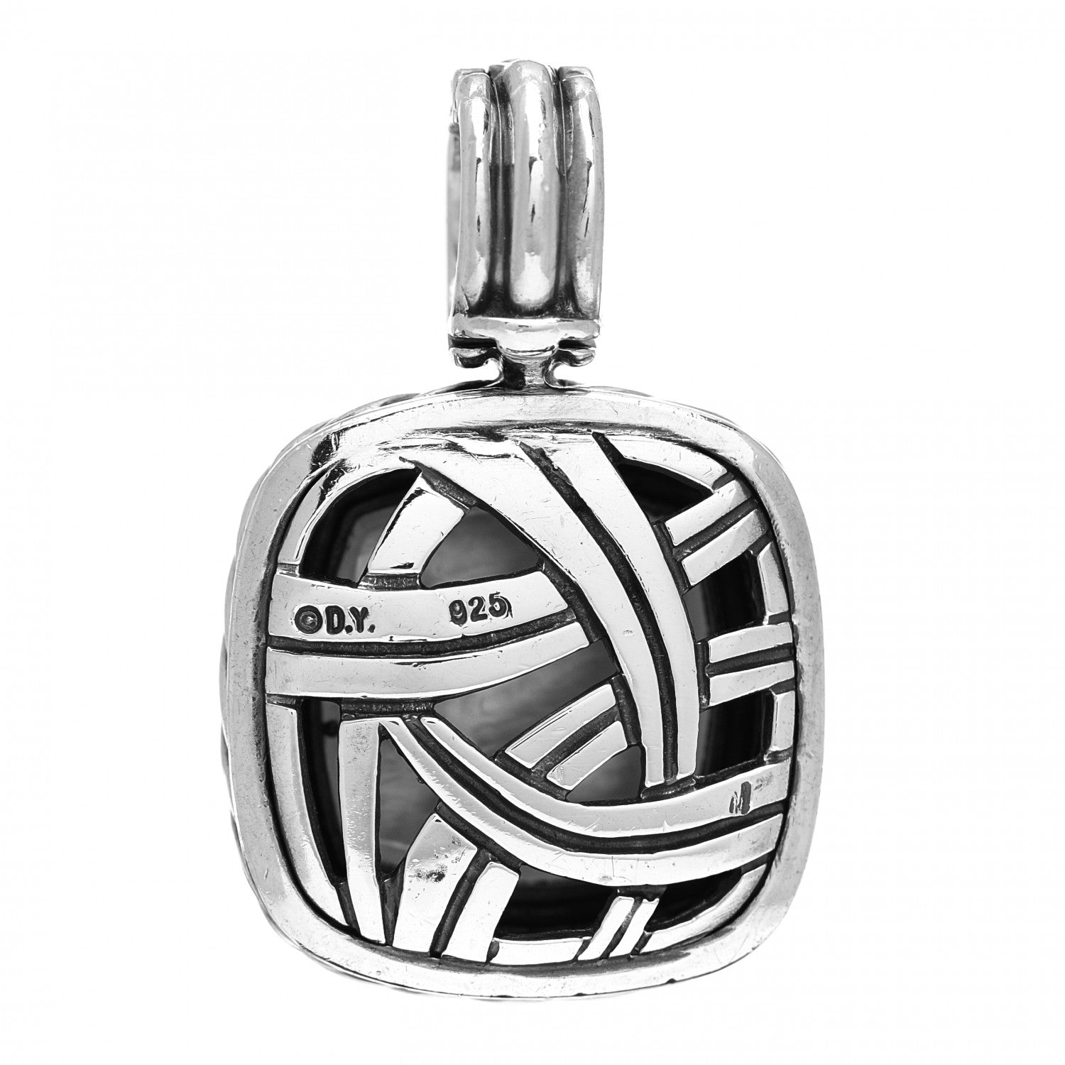 David Yurman Sterling Silver Diamond Mother of Pearl 14mm Albion Enhancer Pendant 3 of 3