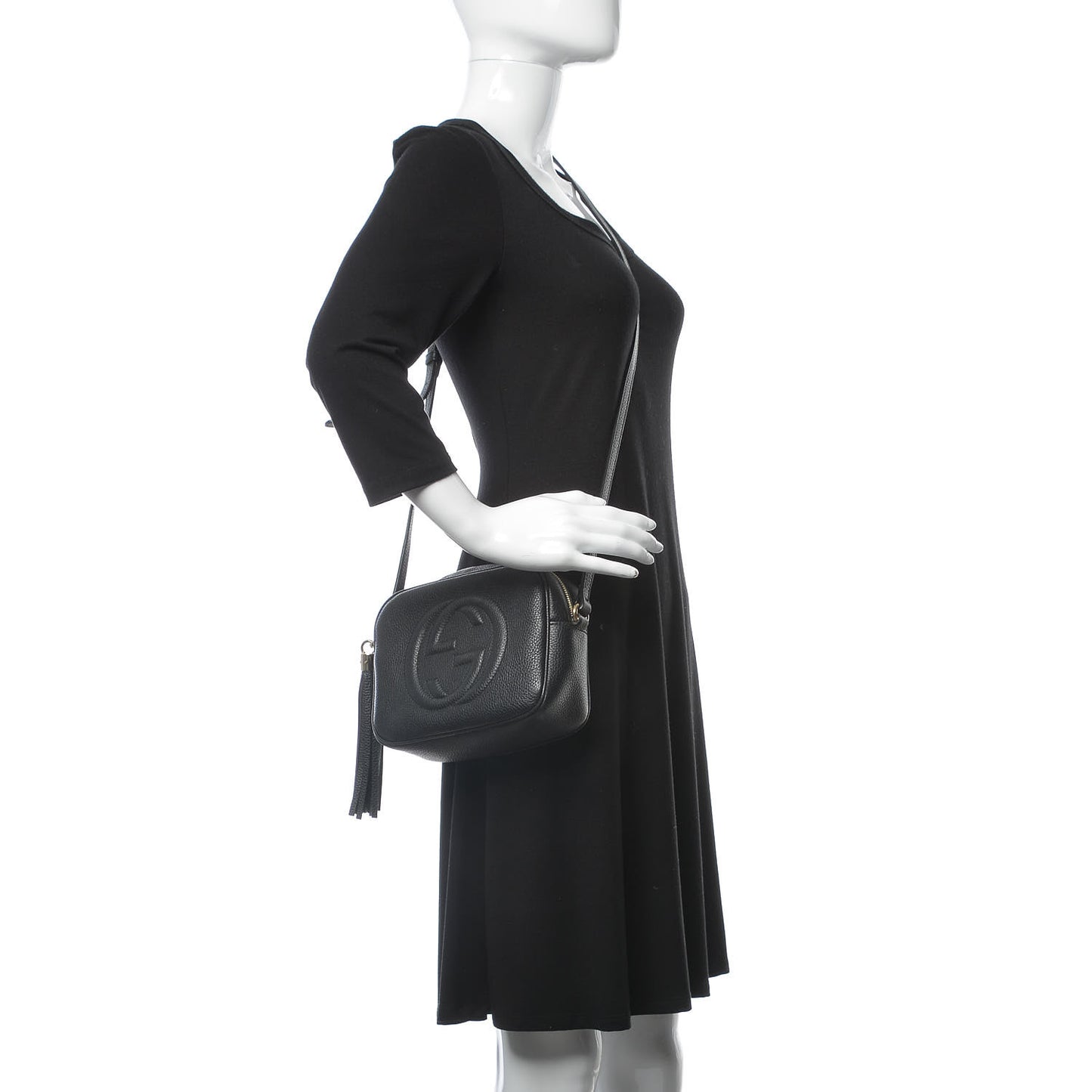 Pebbled Calfskin Small Soho Disco Bag Black