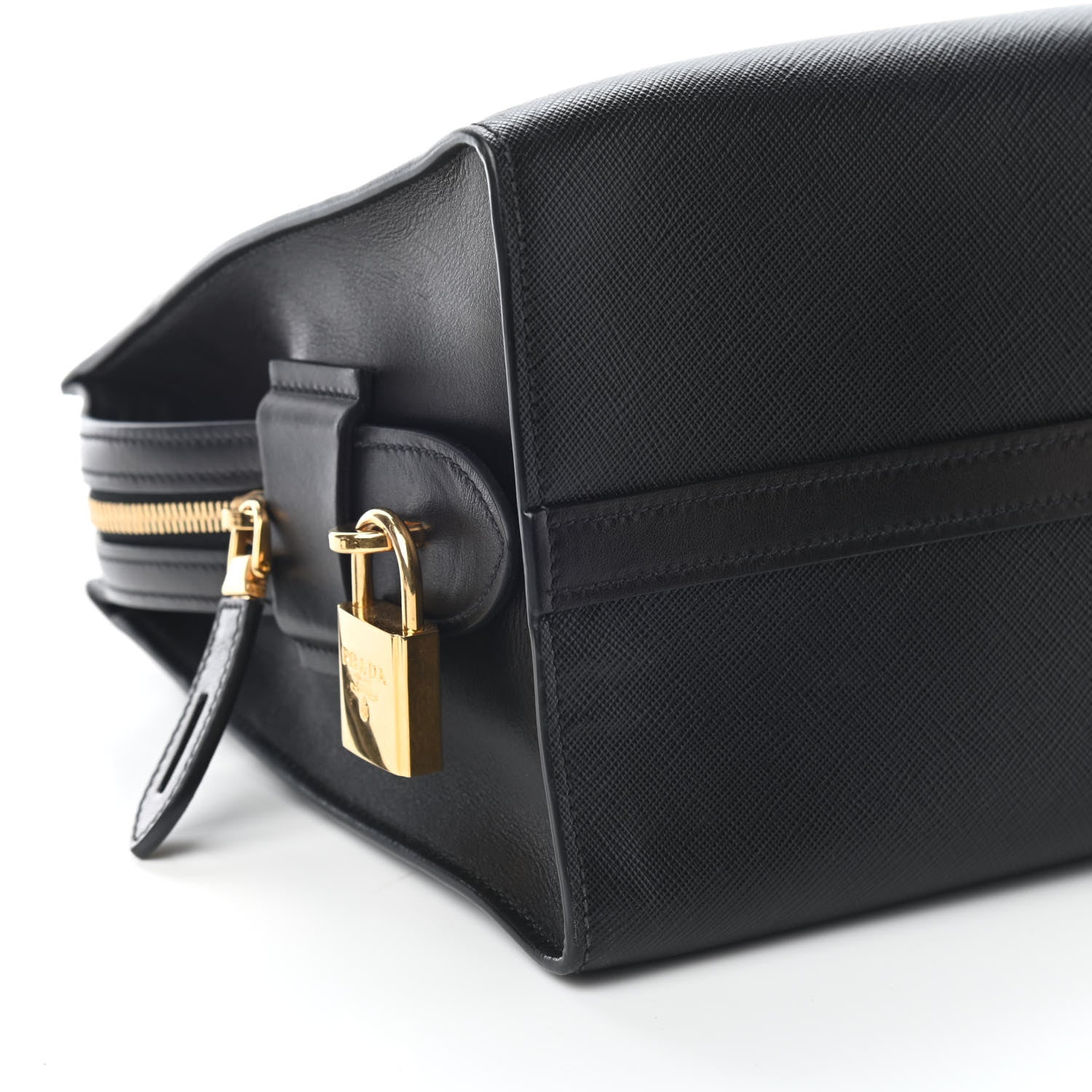Prada Saffiano City Calfskin Medium Esplanade Tote Black 7 of 8