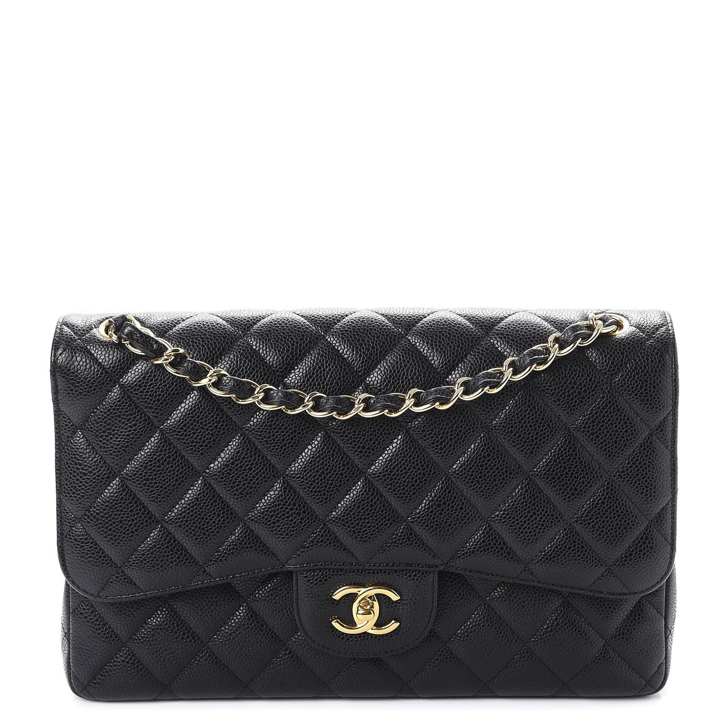 Caviar Quilted Jumbo Double Flap Black