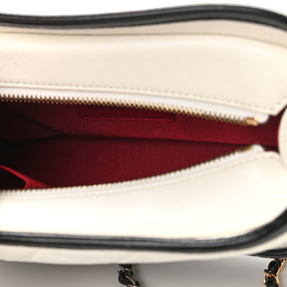 Chanel Aged Calfskin Quilted Small Gabrielle Hobo Black White 5 of 10