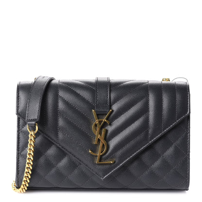 Saint Laurent Grain De Poudre Textured Mixed Matelasse Triquilt Small Monogram Satchel Dark Smoke 1 of 10